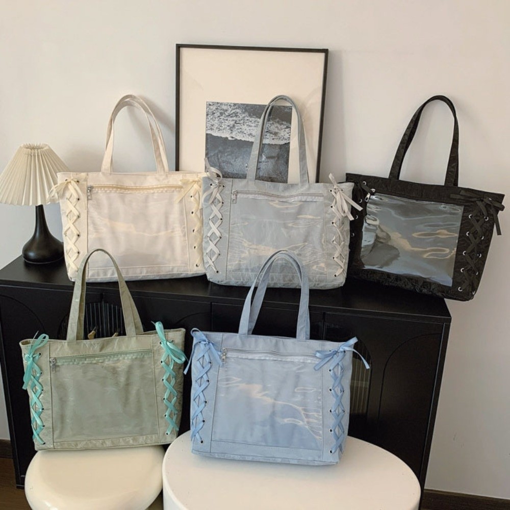 Tote Bag Beach - Borsa a tracolla semplice con lacci,