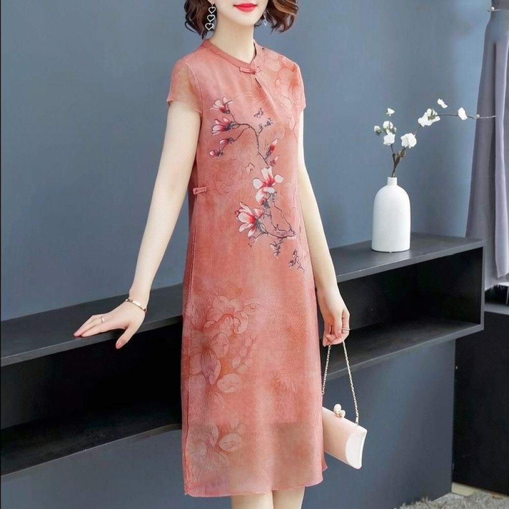Midi Skirt Floral - Abito estivo in chiffon con motivo