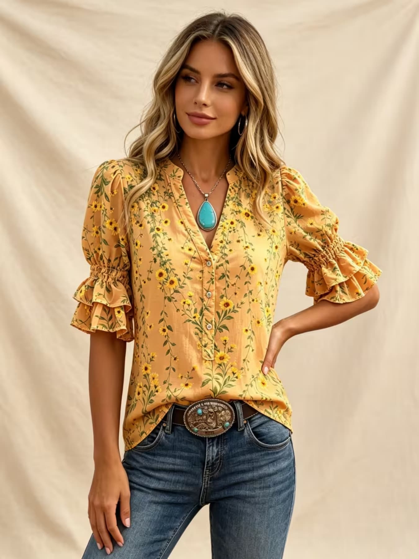 Camicetta da Donna Stile Cowgi - Romper Floral Print recensione e prezzo
