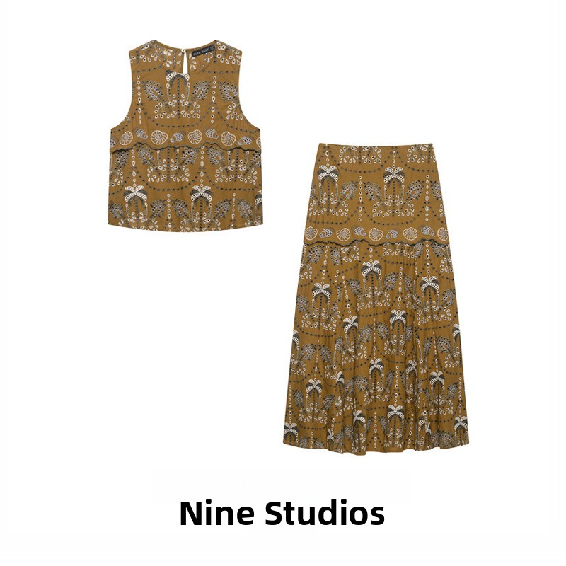 NINE ZAR Set Moda Donna Gilet  - Midi Skirt Floral recensione e prezzo